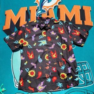 Neff Button Shirt Hawaiian Sun Fire Large NWT